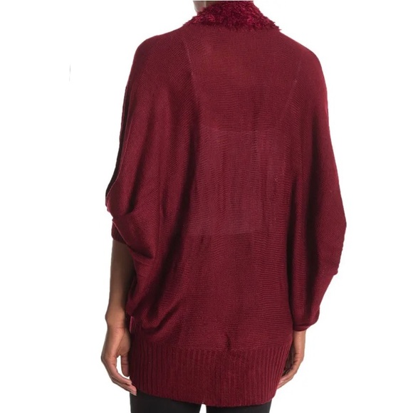 Vertigo Red Dolman Fuzzy Knit Cocoon Cardigan - Picture 2 of 12